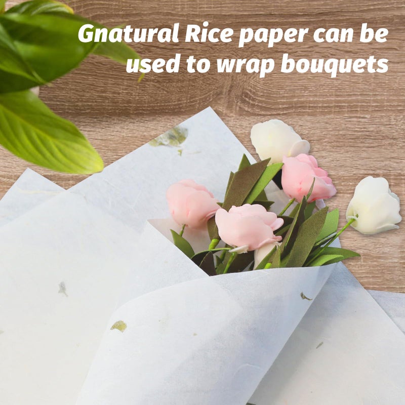 gnatural Premium Handmade White Rice Paper for Chinese and Japanese Calligraphy, Sumi Drawing, Writing Letters and Printing - Decorative Xuan Paper for Crafts - 25 Sheets - Image 4